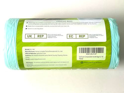 GreFusion 6L Tie Handle food waste Bags 140 count Extra Thick compostable caddy liners 6 litre with Handles