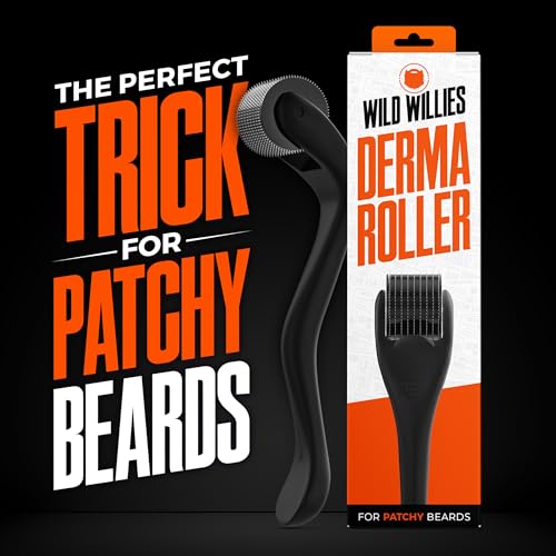 Wild Willies Beard Growth Kit - Premium Derma Roller & Beard Boost Serum - Microneedle Roller & Beard Hair Growth Serum with Biotin & Caffeine for Fuller Beard, Scalp Care - Easy to Use Kit with Case