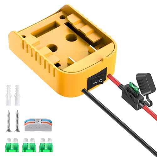 1 Packs Power Wheel Adapter for Dewalt 20V Battery Adapter Power Wheel Battery Converter with Fuse & Switch & Wire Terminals 12AWG Wire for DIY Rc Toys and Ride On Truck