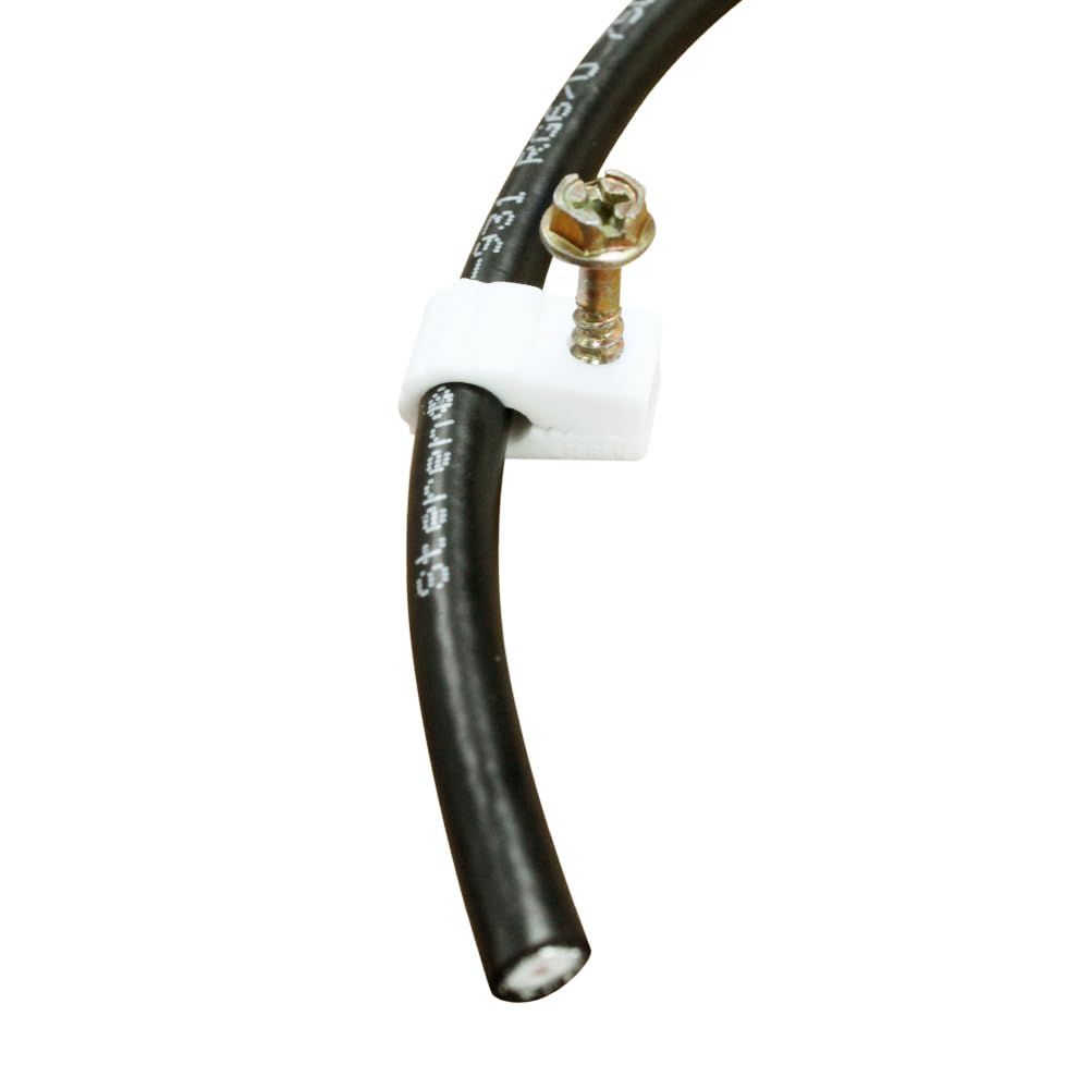 Coaxial Cable Clips - Cable Holder - Wire Clips - Siding Clips For Hanging - Cord Holder For Desk - Cable Clamps - Cord Clip - Wire Organizer Clips - Tv Mount Screws - White - 100 Pack - STEREN