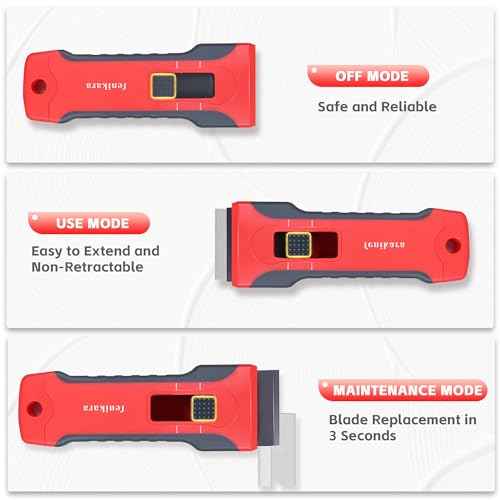 Upgraded Extractable & Magnetic Razor Blade Scraper Tool with 3PCS Plastic Razor Blade Scraper, Razor Scraper with 10 Extra Blades, Cleaning plastic Scraper Tool, sticker, Window, Glass Scraper