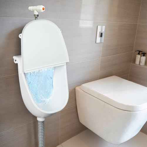 Wall Mounted Commercial Urinal With Hinged Cover Bathroom Washout Urinal for Men Plastic Urinals for Men Waterless Urinal Garage Urinal Urine Diverter Outdoor Urinal For Home Shed Backyard RV (white)