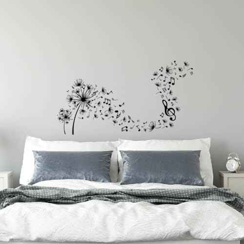 SUPERDANT Dandelion Wall Decal Music Notes Wall Sticker Removable Peel and Stick Waterproof Wall Art Decor Stickers for Kids Baby Classroom Living Room Music Room Bedroom