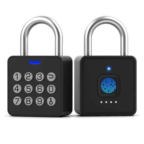 Anweller Fingerprint Gym Locker Lock with Code Keypad, Waterproof Gate Locks for Outdoor Fence, Keyless Entry Smart Combination Padlock, Pad Lock for Locker Storage Unit Shed Pool School