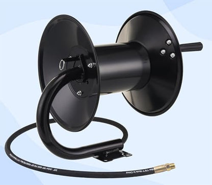 M MINGLE High Pressure Washer Hose Reel 150ft, Heavy Duty Steel Hose Reel, Manual Crank Power Washer Hose Reel with 3/8" Pressure Wash Hose, Swivel Arm and Mounting Bracket, 4000 PSI