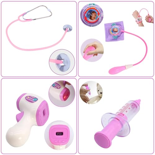 Gifts2U Kid Girl Toy Kit Pretend Play Toys Dentist Medical Role Play Educational Toy with Doctor Costume Playset for 3-6 Year Old Children