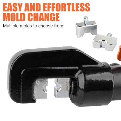 HZLZRZ Hydraulic Crimping Tool and Battery Cable Crimper Tool, Rope Cutter, Wire Crimping Tool Range 12AWG-2/0AWG, 9 Pairs Of Dies For Electrical Terminal Cable Tool Kit (YQK/70)