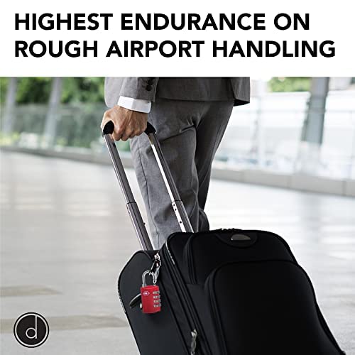 Desired Tools TSA Locks for Luggage, 2-Pc Durable Steel Padlock, Keyless Easy to Read 4-Digit Combination Lock for Backpacks, Travel Suitcases, Toolbox, Filing Cabinets, Baggage & Gym Locker, Red