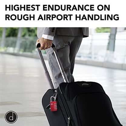 Desired Tools TSA Locks for Luggage, 2-Pc Durable Steel Padlock, Keyless Easy to Read 4-Digit Combination Lock for Backpacks, Travel Suitcases, Toolbox, Filing Cabinets, Baggage & Gym Locker, Red