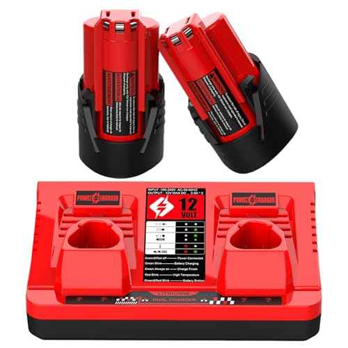 2 Pack 12V Replacement for Milwaukee M 12 Battery 48-11-2420 48-11-2425 48-11-2411 48-11-2401 & 48-59-2401 Dual Port M 12 Charger