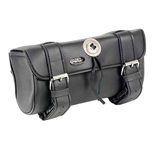 Milwaukee Leather SH62601 Black Small PVC Double Strap with Concho Windshield-Tool Bag - One Size