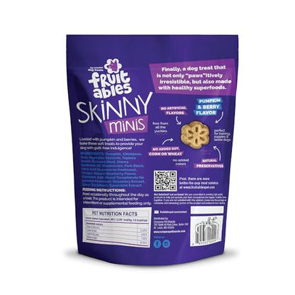 Fruitables Skinny Mini Dog Treats, Healthy Pumpkin Treat for Dogs, Low Calorie & Delicious, Puppy Training, No Wheat, Corn or Soy, Made in the USA, Pumpkin and Berry Flavor, 5oz