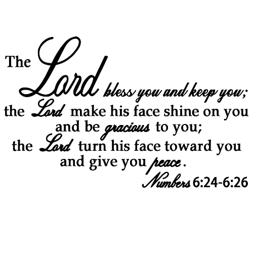Lord Bless You and Keep You The Lord Make His Face Shine on You Numbers 6:24-6:26 - Carved Pure Black Vinyl Wall Decal Bible Quotes Inspirational Wall Words Art Letters Room Decor