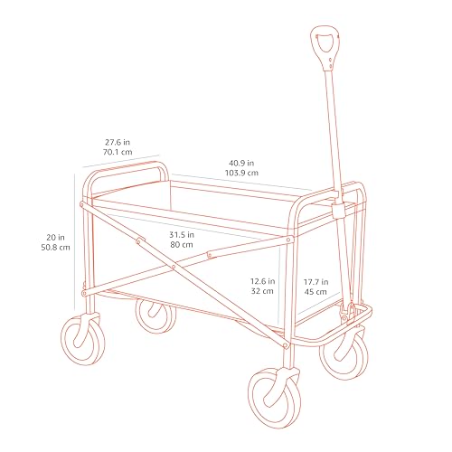 Amazon Basics Collapsible Folding Heavy Duty Utility Wagon for Outdoor Sports, 265 pounds Weight Capacity, Camping, Garden, and Shopping, 27.6 x 40.9 x 20 inches, Black