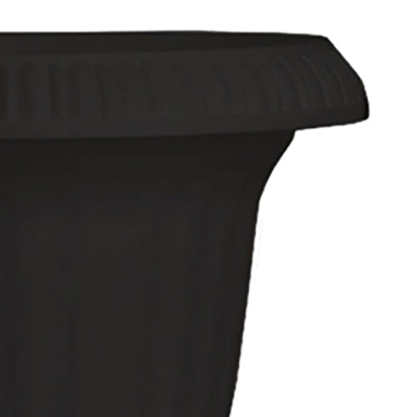 Southern Patio Large 14 Inch Outdoor Garden Lightweight Utopian Urn Planter with UV-Coated Finish for Entryways, Walkways, and More, Black (2 Pack)
