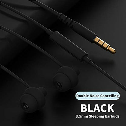 maxrock Sleep Earphones Earplugs, Comfortable Noise Isolating Sleep Earbuds Headphones with Ultra Soft Silicone Perfect for Insomnia, Side Sleeper, Snoring, Air Travel, Meditation/Relaxation(Black)