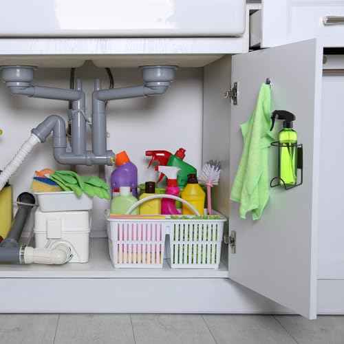 4 Pcs Spray Bottle Holder Wall Mount Heavy Duty Spray Bottle Rack Stainless Steel Storage Rack Garage Can Organizer Craft with Hardware (Black)