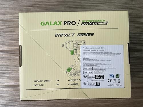 GALAX PRO Cordless Impact Driver 20V, Variable Speed (0-2800RPM),with LED Work Light, 6pcs Screwdriver Bits, 1.3Ah Battery and Charger