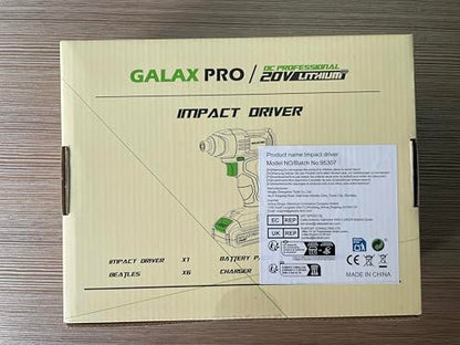 GALAX PRO Cordless Impact Driver 20V, Variable Speed (0-2800RPM),with LED Work Light, 6pcs Screwdriver Bits, 1.3Ah Battery and Charger