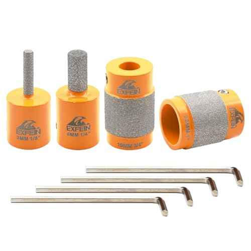 Grinder Bits for Stained Glass - Diamond Grinder Head 1/8", 1/4", 3/4" and 1" Core Stained Glass Grinder Bits & Brazed Diamond Grinder Bit Head, Stain Glass Tools and Supplies for Stained Glass