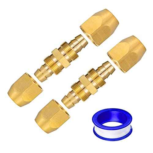 2PCS Soild Brass Air Reusable Hose Splicer For 3/8-Inch ID Hose,3/8" Air Hose Repair Fitting