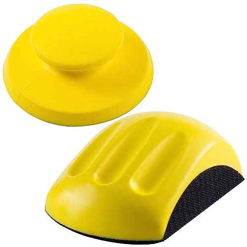 Hook and Loop Hand Sanding Block 5 Inch Mouse and Round Sanding Holder 2 PCS Hand Sanding Pad for Woodworking Hook Backing Sandpaper Holder for Furniture