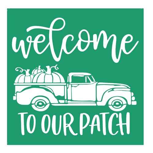 JAJADO Self-Adhesive Silk Screen Stencils Autumn Pumpkin Truck, Screen Print Stencil Reusable Mesh Transfers Chalk Paste Stencil Paint on Wood, Pumpkins Fall Wooden Sign, Farmhouse Home Decor Autumn