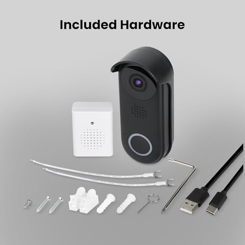 Feit Electric Doorbell Camera, 2.4 GHz WiFi, No Hub, Two-Way Audio, Motion Detection, Night Vision, 1080p HD, Micro SD Card Storage, Wireless Chime Included, Hardwired, CAM/Door/WiFi