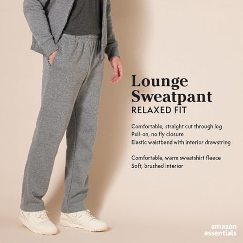 Amazon Essentials Men's Fleece Open Bottom Sweatpant (Available in Big & Tall), Charcoal Heather, X-Large