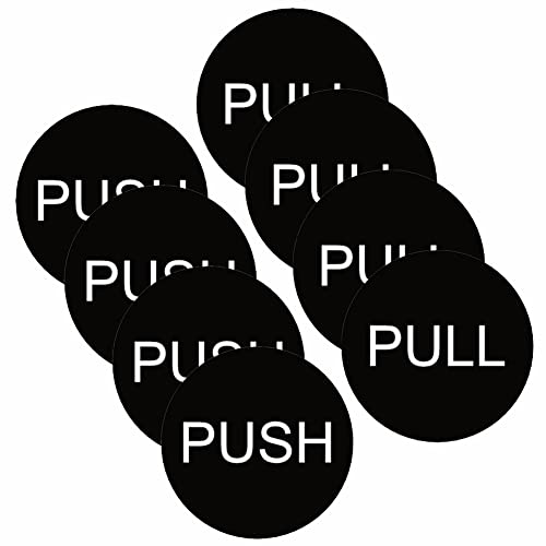 4 Pair Push - Pull Door Sign - Self Adhesive Vinyl Sticker (7 cm x 7 cm)