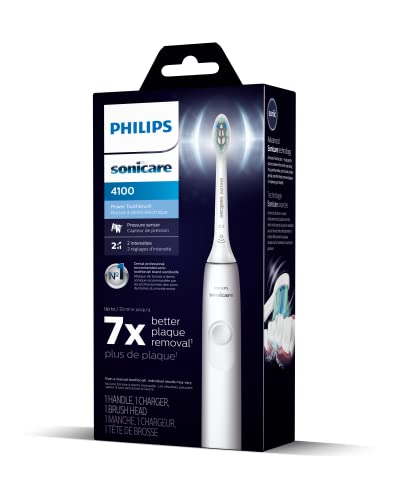 Philips Sonicare 4100 Rechargeable Electric Toothbrush, with Pressure Sensor, 2 Intensity Settings, SmarTimer and QuadPacer, 14-Day Battery Life, Deep Pink, Model HX3681/26