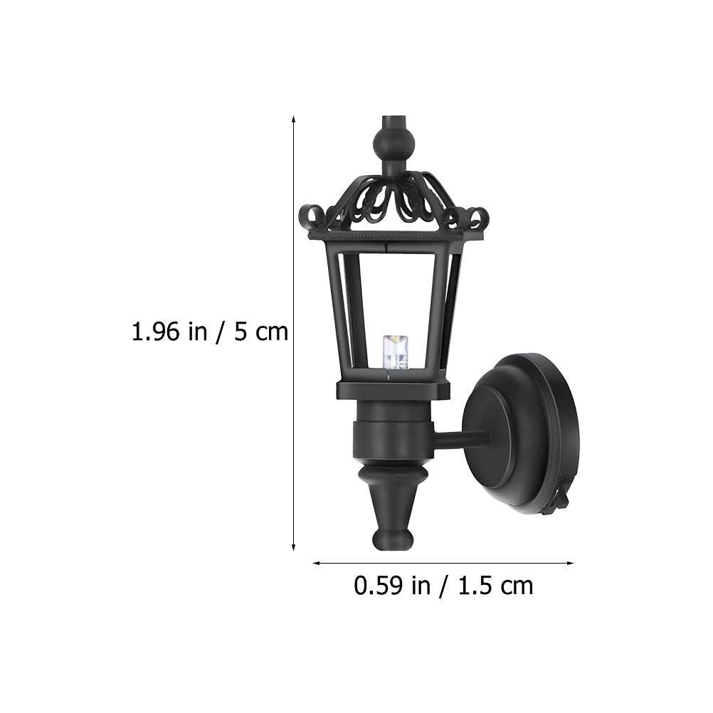 TOYANDONA 2pcs Dollhouse LED Wall Sconces 1: 12 Scale Wall Lamp Simulation Miniature Furnitures for DIY Dollhouse Living Room Mini Toy Wall Lamp Models Black