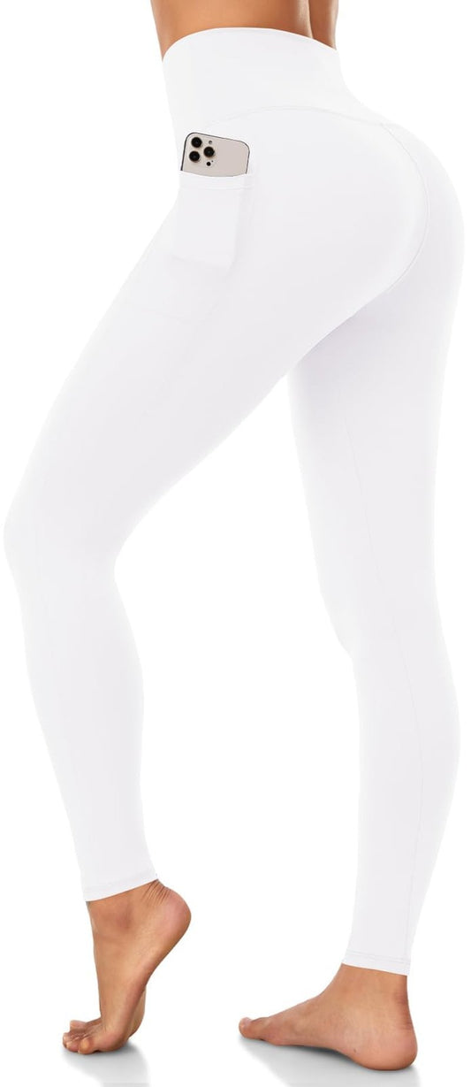 High Waisted Leggings for Women with Pockets - Tummy Control No See-Through Yoga Pants for Workout Running