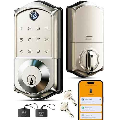 Veise VE017 Fingerprint Smart Door Lock, App Control, 7-in-1 Keyless Entry, Auto Lock, Emergency Power Port, Electronic Touchscreen Keypad, Biometric Smart Locks for Front Door, Satin Nickel