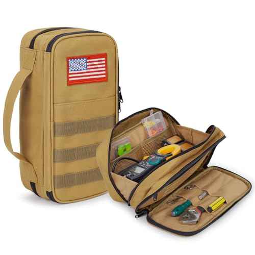 ATRIPACK Tactical Tool Bag for Men,Wide Mouth Tool Pouch with Water-Resistant, Multi-purpose Range Bags with Zipper Handle,Heavy Duty Small Tool box organizer for Repairman, Carpenters, Handyman
