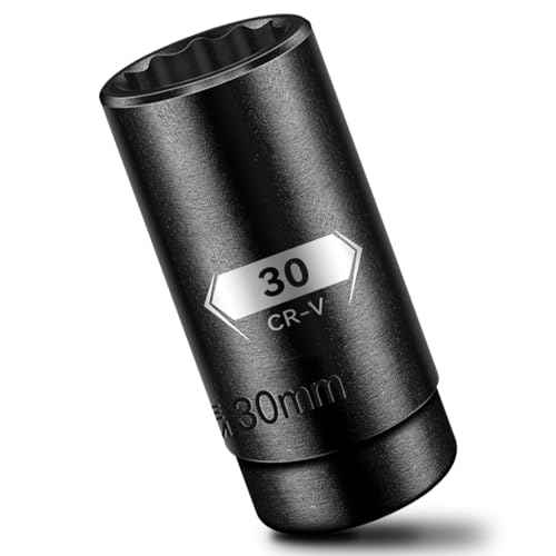 BLACKROBOT 30 mm 12-Point Deep Impact Socket, 1/2 Inch Drive, Metric, Cr-V Steel With Black Manganese Phosphate Coating