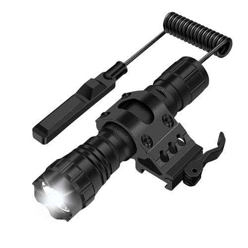 WINDFIRE 2200 Lumens LED Weapon Light Tactical Flashlight Rifle Lights Matte Black with Quick Release Picatinny Rail Offset Mount, Remote Pressure Switch