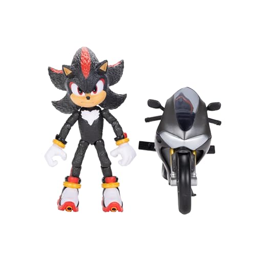 Sonic 3 MOVIE Sonic the Hedgehog Shadow Figure & Motorcycle by Jakks Pacific, Officially Licensed Movie Collectible, Stands 5” / 12.7 cm Tall, Premium Action Figure, Suggested for Ages 3+