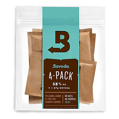 Boveda 58% Two-Way Humidity Control Packs For Storing 1 lb – Size 67 – 4 Pack – Moisture Absorbers for Storage Containers – Humidifier Packs – Hydration Packets in Resealable Bag