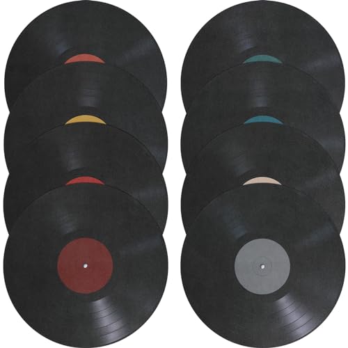 DOITOOL 8 Pcs Vintage Vinyl Records Decoration,9" Fake Records Wall Decor,Art Wall Stickers,Fake CD Fake Vinyl Records for Music Party Decorations