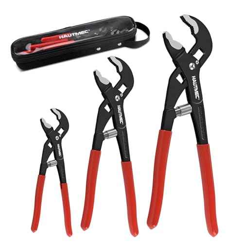HAUTMEC 3PCS Tongue and Groove Joint Pliers Tool Set, Auto-Adjusting Water Pump Pliers Set with Storage Tool Bag, Comfort Grips, 7 10 12Inch Plier Rust-Proof CRV Steel Construction for Plumbing