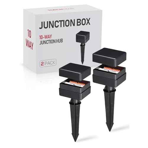 LEONLITE 10-Way Junction Hub for Low Voltage Landscape Light Outdoor, 12-15V AC/DC Path Lighting Junction Box, Fit 9-21 Gauge Wire Landscape Wire Connectors, IP65, Suitable for Garden Yard, Pack of 2