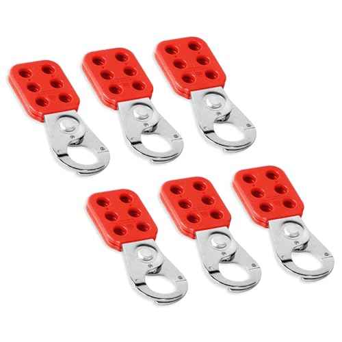 TRADESAFE Lock Out Tag Out Hasp - 6 Pack Stainless Steel Lockout Hasp, Nylon Handle, Tamper-Proof and Impact-Resistant Loto Hasp, 1 inch Jaw Diameter