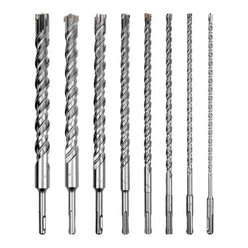 8-Pieces SDS-Plus Rotary Hammer Drill Bit Set, Carbide Tip 4-Cutter for Brick,Stone & Concrete