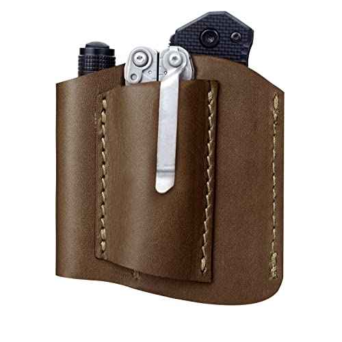 Pocket Organizer, Everyday Carry Pocket Pouch fits 3 Tools Including Knives, Multitools, Flashlight. American Leather. EDC Tool Pouch Carrier