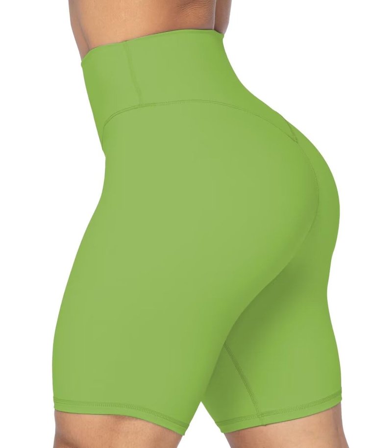 Sunzel No Front Seam High Waist Biker Shorts for Women, Squat Proof Yoga Workout Gym Bike Shorts 8" Greenery Medium