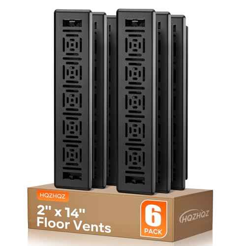 Floor Register 2x14, Heavy Duty Walkable Steel Floor Vents Ease Adjust Air Flow Direction Floor Registers, Boston Design, Black Air Floor Vent Covers for Home