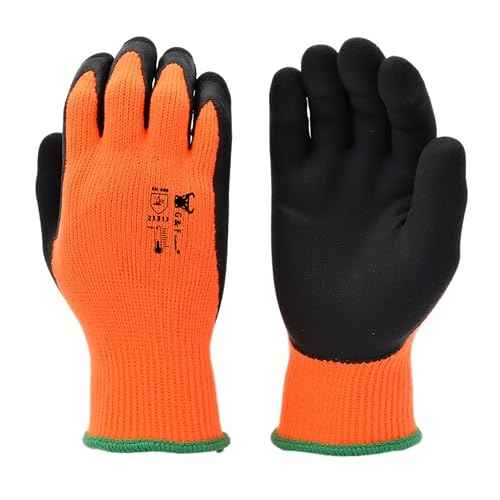 G & F Products Winter Gloves for outdoor cold weather Double Coated Windproof texured Plam and Fingers Acrylic Terry inner keep hands warm at -58F, 12 Pairs X-Large 1528XL, Orange (1528XL-DZ)