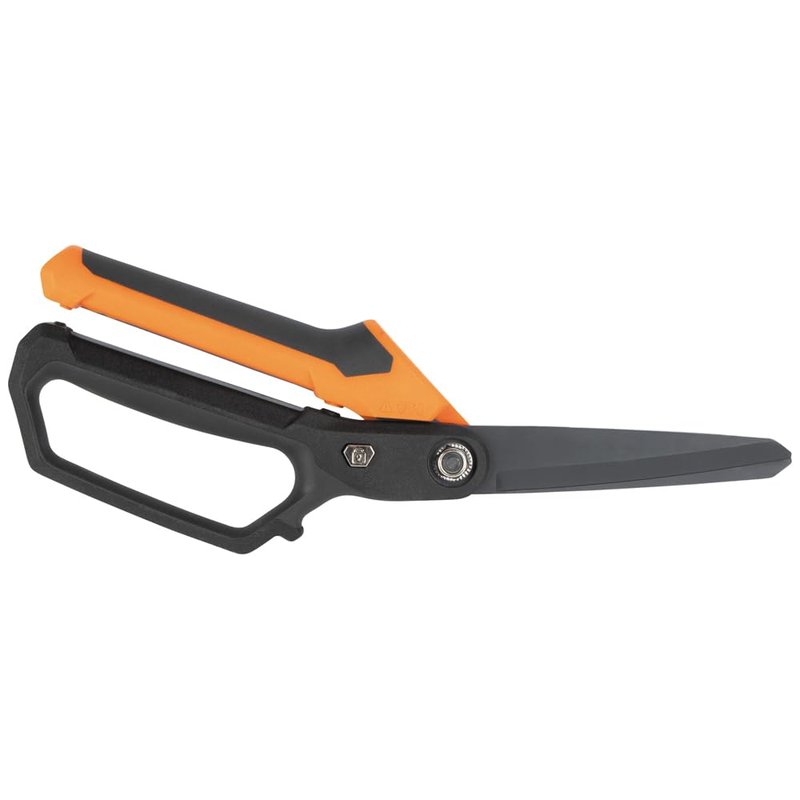 Klein Tools T2111 Titanium-Coated Professional Scissors, High Leverage Stainless Steel Shears, Serrated Blades, Cuts Heavy Duty Material, 10-Inch