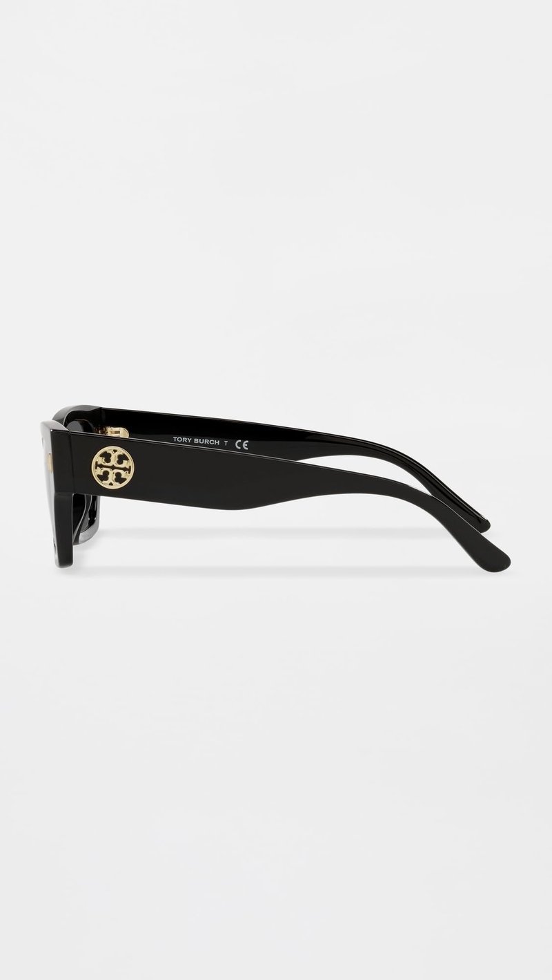 Tory Burch Women's Miller Rectangle Sunglasses, Black, 52mm